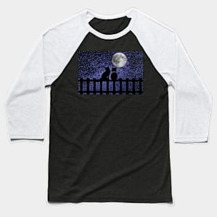 Cat and moon Baseball T-Shirt